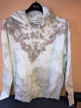 Champion Men’s Tie-Dye Hoodie - White, Taupe & Light Green